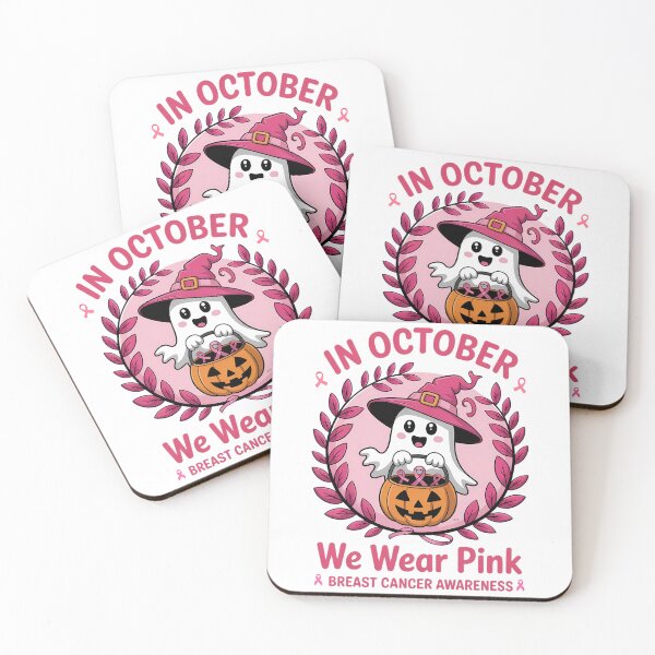 Item preview, Spooky Ghost In October We Wear Pink – Breast Cancer Awareness Vibes designed and sold by ArtByKatti.