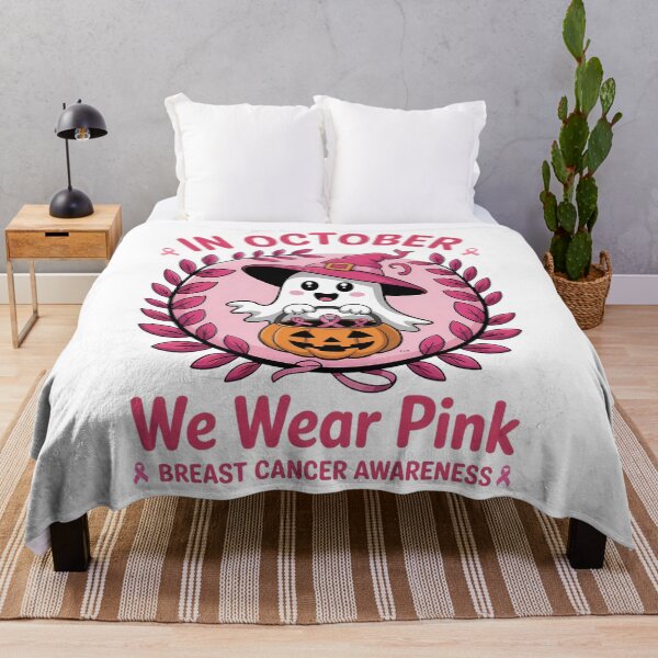 Item preview, Spooky Ghost In October We Wear Pink – Breast Cancer Awareness Vibes designed and sold by ArtByKatti.