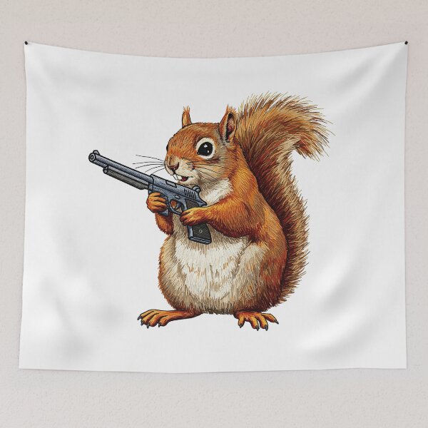 Item preview, Funny Squirrel Holding a Shotgun designed and sold by TeeARTHY.