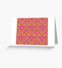 Pink and Gold Vintage Damask Greeting Card