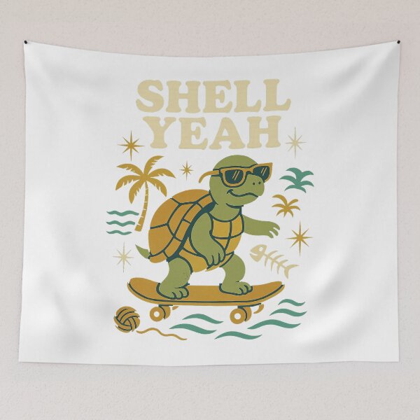 Item preview, Shell Yeah – Retro Turtle Vibes Mid Century Evergreen Design designed and sold by FluffyCreative.