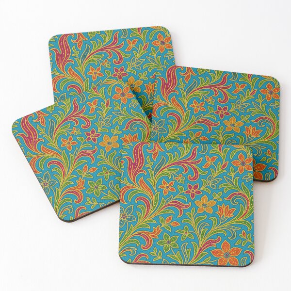 Item preview, Tropical Javanese Batik – Turquoise Garden Fusion designed and sold by getpressedshirt.