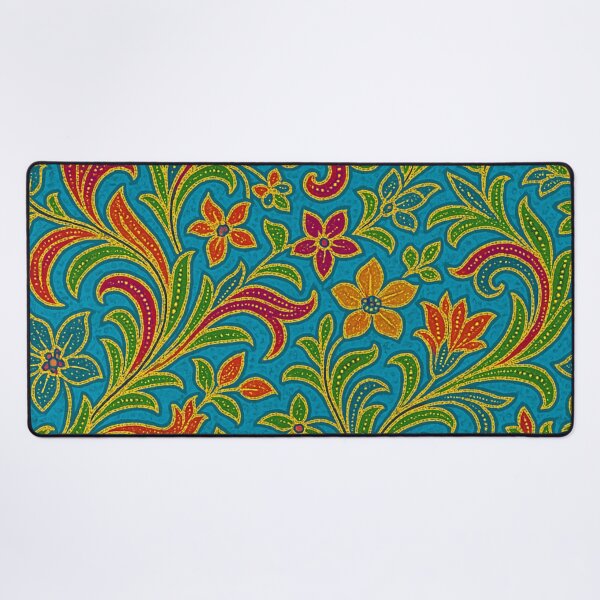 Item preview, Tropical Javanese Batik – Turquoise Garden Fusion designed and sold by getpressedshirt.