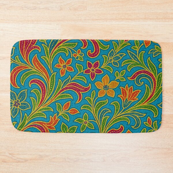 Item preview, Tropical Javanese Batik – Turquoise Garden Fusion designed and sold by getpressedshirt.