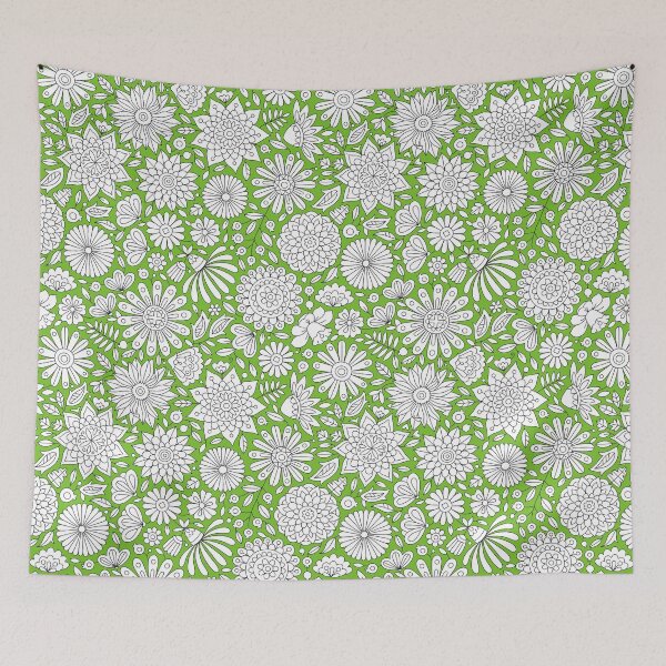 Item preview, Adult Coloring Flowers Pattern on Green designed and sold by Anna Grunduls.