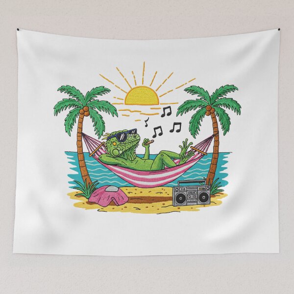 Item preview, Chill Iguana in Hammock Retro Beach designed and sold by TeeARTHY.