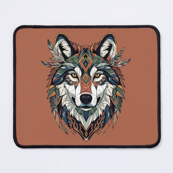 Item preview, geometric indian boho wolf 1 designed and sold by WildArtIT.