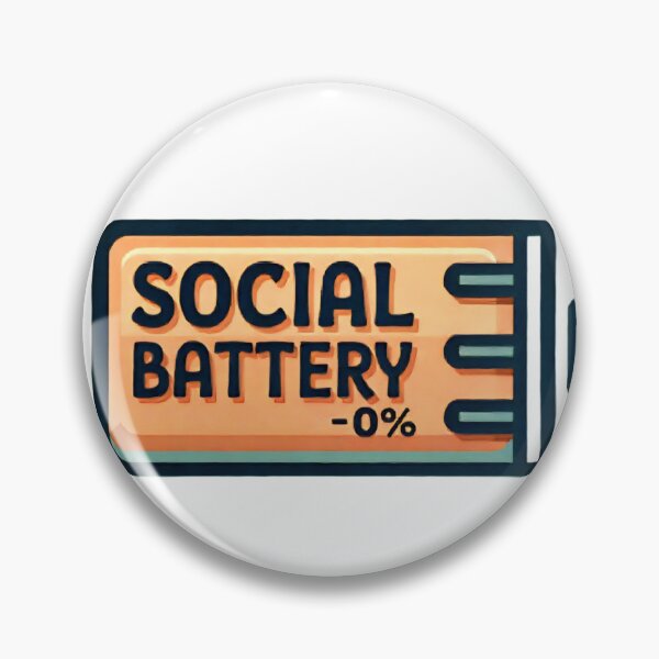 Item preview, Social battery icon with zero charge indicating low energy for social interactions and digital engagement designed and sold by SpaceartLilu.