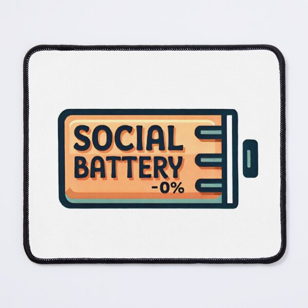 Item preview, Social battery icon with zero charge indicating low energy for social interactions and digital engagement designed and sold by SpaceartLilu.