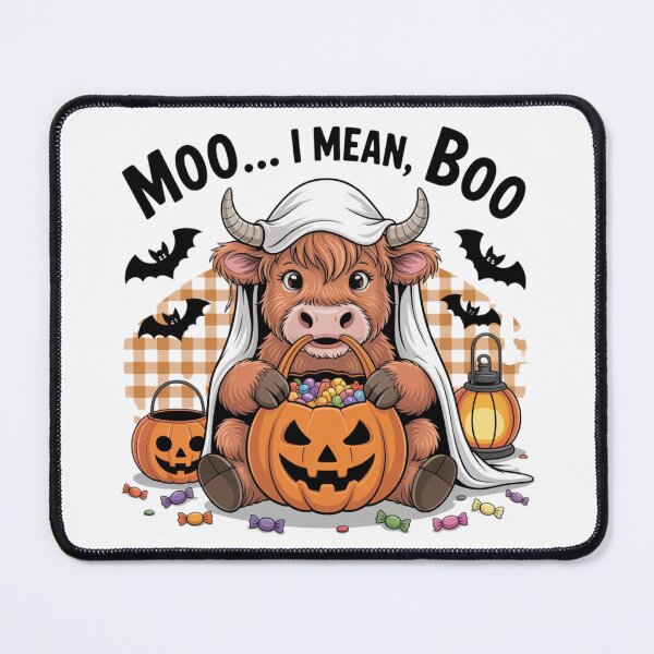 Item preview, Moo I Mean Boo Funny Highland Cow Ghost Halloween designed and sold by Dabbing Turtle Designs.