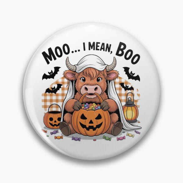 Item preview, Moo I Mean Boo Funny Highland Cow Ghost Halloween designed and sold by Dabbing Turtle Designs.