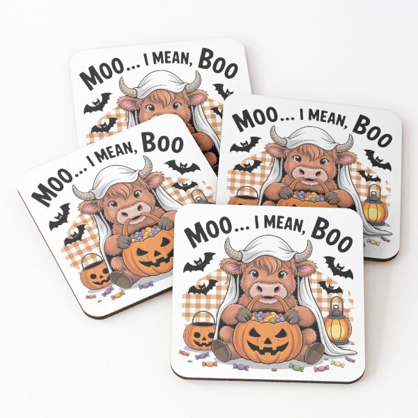 Item preview, Moo I Mean Boo Funny Highland Cow Ghost Halloween designed and sold by Dabbing Turtle Designs.