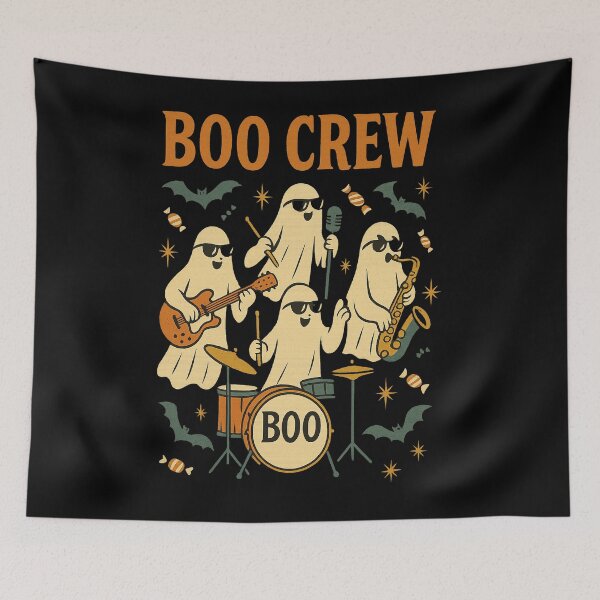 Item preview, Boo Crew – Retro Ghost Band Funny Mid Century Halloween Design designed and sold by FluffyCreative.