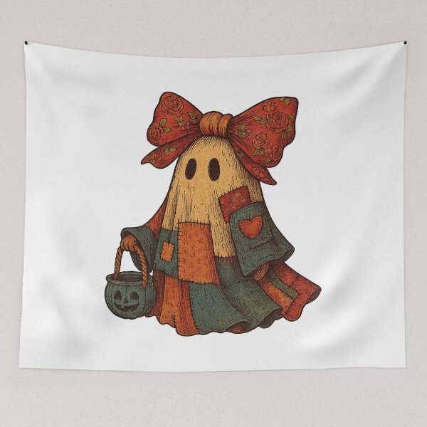 Item preview, Vintage Patchwork Ghost with Floral Bow designed and sold by Fam19.