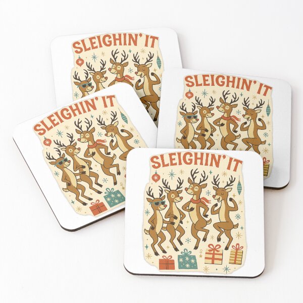 Item preview, Sleighin’ It – Retro Reindeer Dance Party Funny Mid Century Christmas Design designed and sold by FluffyCreative.