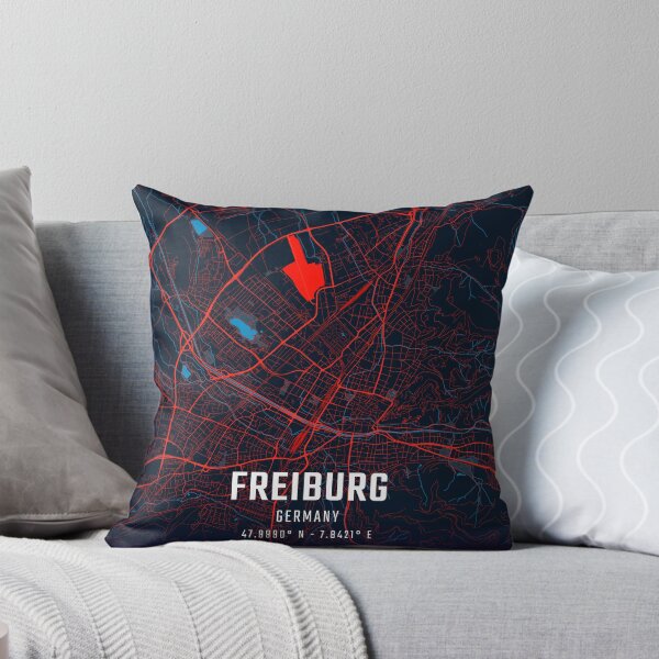 Item preview, Freiburg Red & Blue Minimalist Map designed and sold by HomeLivingCo.