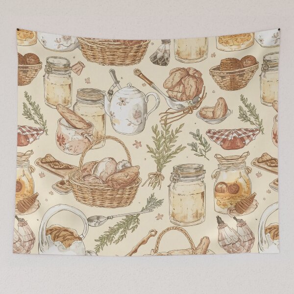 Item preview, Tea & Jam – Cozy Cottagecore Kitchen Pattern designed and sold by Deezyned.