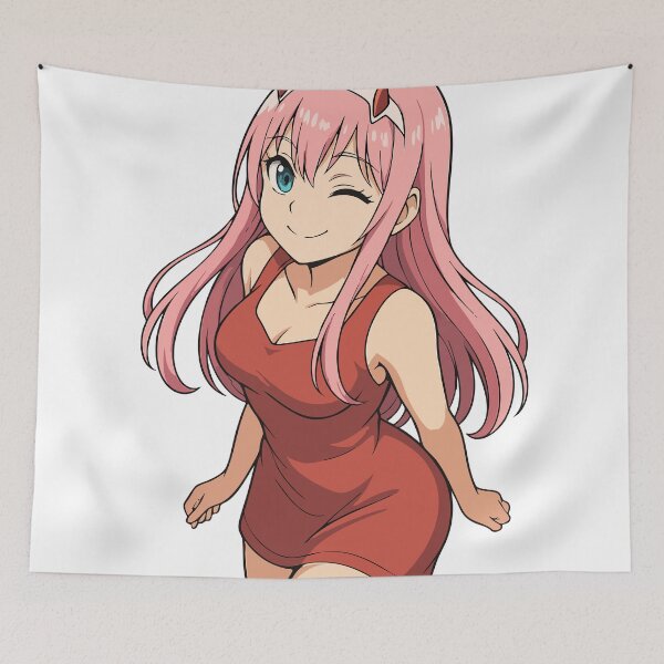 Item preview, 002 ZeroTwo Anime Darling in the Franxx Beautiful Red Dress Date Night designed and sold by CutCatPrints.