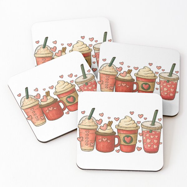 Item preview, Valentine Coffee and Heart Drinks Cute Beverage Illustration designed and sold by ArtfulWeave.