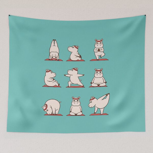 Item preview, Cute Hippo Yoga Poses – Adorable Meditating Hippopotamus  designed and sold by SidTastic .