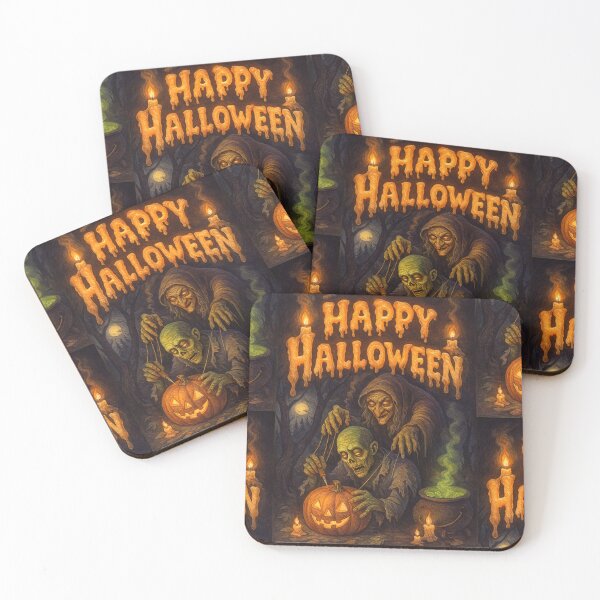 Item preview, Happy Halloween — Witch Puppeteering a Zombie Jack-o’-Lantern designed and sold by Karo-Vibe87.