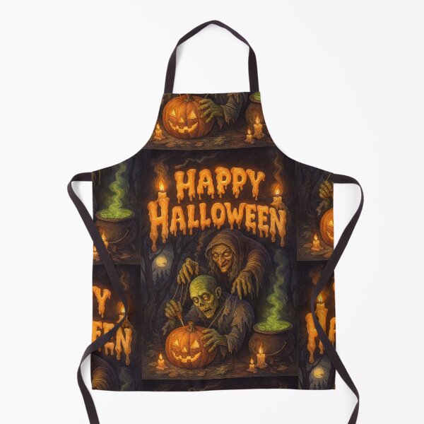 Item preview, Happy Halloween — Witch Puppeteering a Zombie Jack-o’-Lantern designed and sold by Karo-Vibe87.