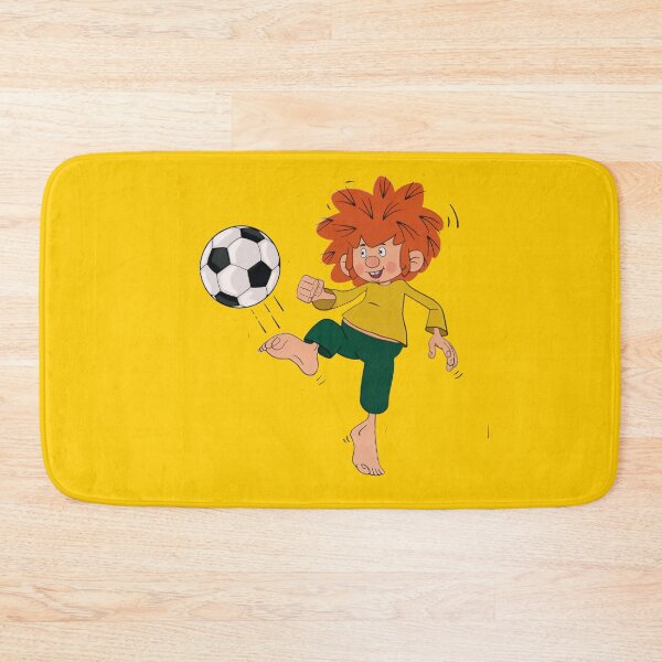 Item preview, Pumuckl playing football on the field designed and sold by DieViolettHund.