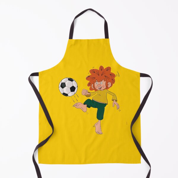 Item preview, Pumuckl playing football on the field designed and sold by DieViolettHund.