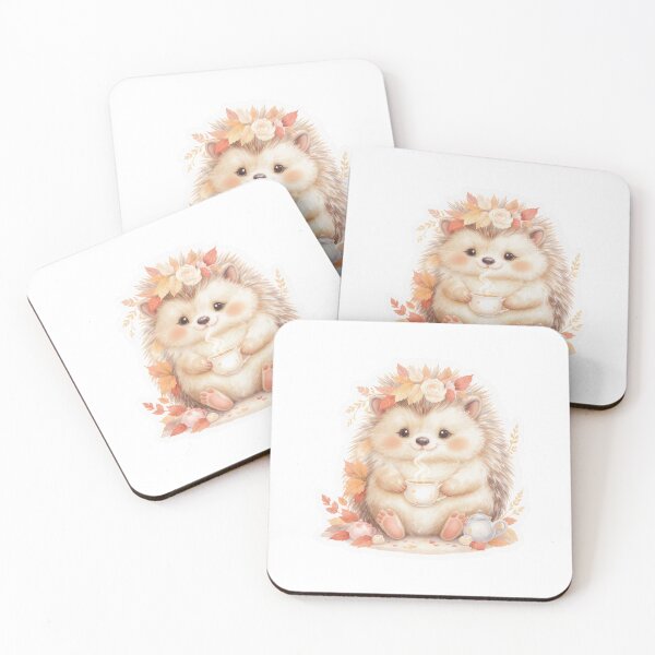 Item preview, Cute Hedgehog with cozy tea cup – Cosy Autumn Woodland  designed and sold by twilightprints.