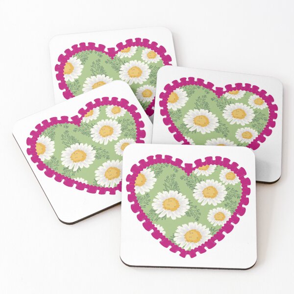 Item preview, Green heart with white flowers and pink frilly border designed and sold by priyankajustine.