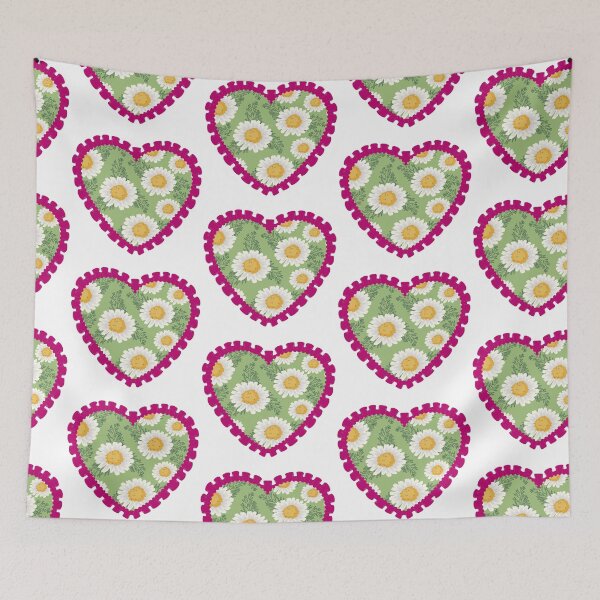 Item preview, Green heart with white flowers and pink frilly border designed and sold by priyankajustine.