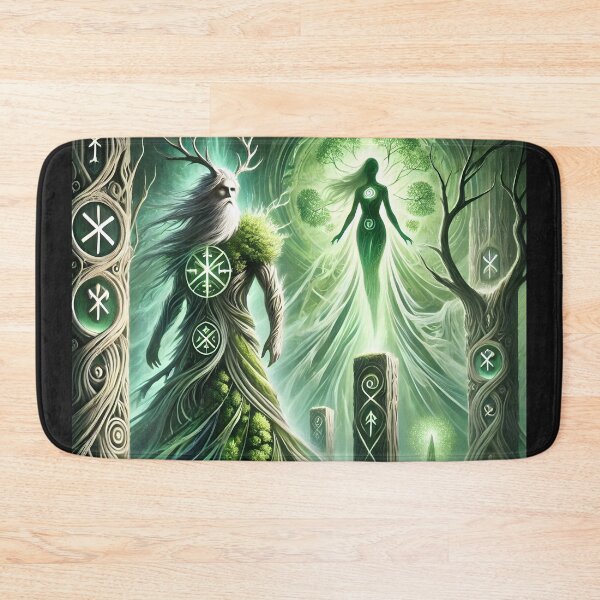 Item preview, "Freyr and Gerðr – The Sacred Union of Nature | Norse Myth Fantasy Art" designed and sold by Umbra666.