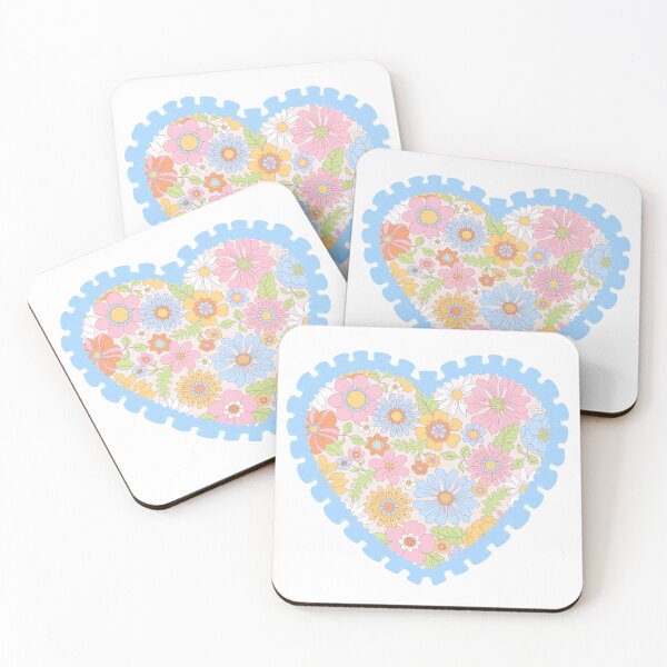 Item preview, Flowery heart with light blue frilly border  designed and sold by priyankajustine.