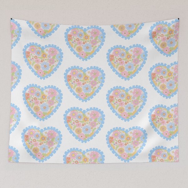Item preview, Flowery heart with light blue frilly border  designed and sold by priyankajustine.