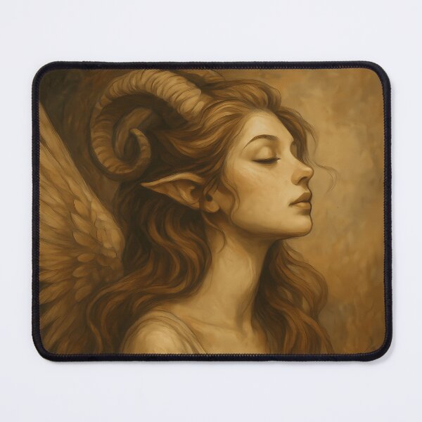 Item preview, Fallen Angel with Ram Horns – Spiritual Fantasy Portrait | mikata-design designed and sold by mikata-design.