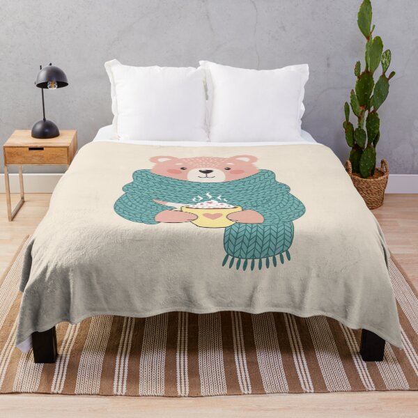 Item preview, Cozy Bear with Hot Cocoa – Cute Autumn Hygge Design designed and sold by Iras-Art-Corner.