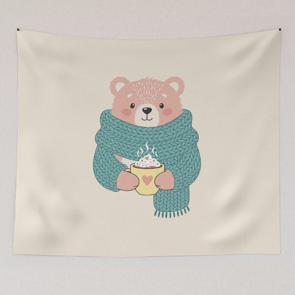 Item preview, Cozy Bear with Hot Cocoa – Cute Autumn Hygge Design designed and sold by Iras-Art-Corner.
