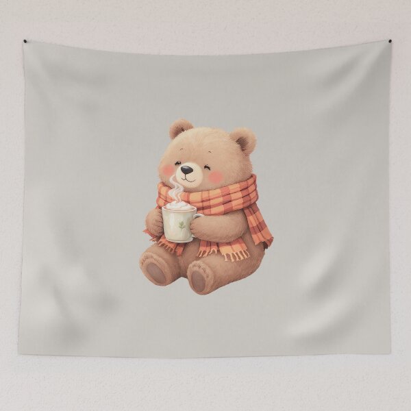 Item preview, Cute Bear with Hot Chocolate – Cute Autumn Forest Animal designed and sold by twilightprints.
