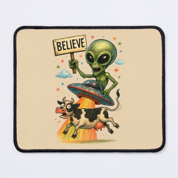Item preview, Believe UFO Alien abduction cow designed and sold by VanillaBlueSky.