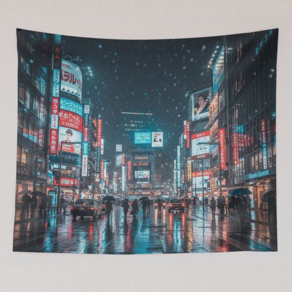 Item preview, Cyberpunk Snowfall in Shinjuku designed and sold by Vision Crafted.