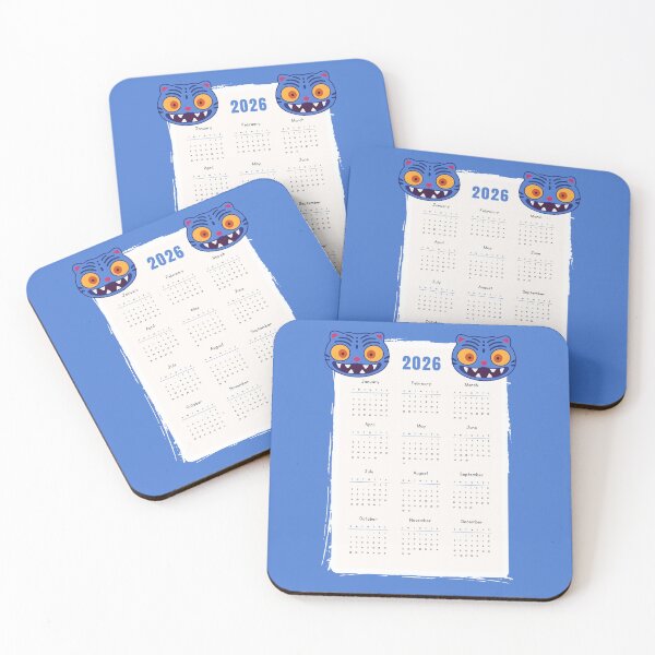 Item preview, Derpy 2026 Calendar – Blue Demon Tiger Cute Cartoon Head designed and sold by EmeraldeaDesign.