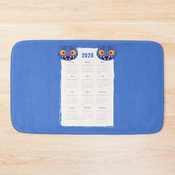 Item preview, Derpy 2026 Calendar – Blue Demon Tiger Cute Cartoon Head designed and sold by EmeraldeaDesign.