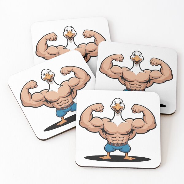 Item preview, Muscular Cartoon Duck Flexing designed and sold by PatiMood.