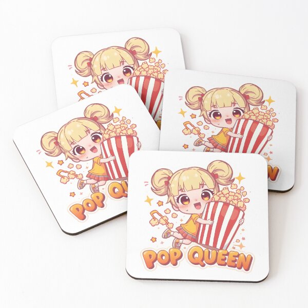 Item preview, Pop Queen – Kawaii Chibi Girl Hugging Giant Popcorn Bucket Cute Foodie Design designed and sold by Snackwear Apparel.
