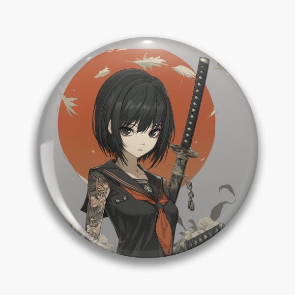 Item preview, Chica samurái tatuada, guerrera anime oscura designed and sold by Oni-Pixels.