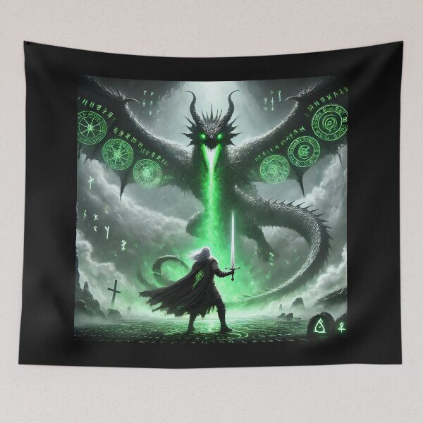Item preview, "Siegfried and Fáfnir – The Cursed Norse Dragon | Viking Legend Art" designed and sold by Umbra666.