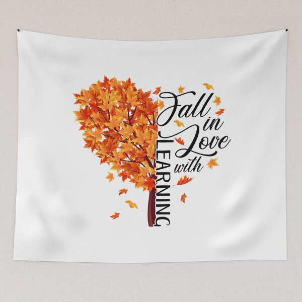 Item preview, Fall Teacher Fall In Love With Learning Thanksgiving Teacher 		 designed and sold by wahmarrajult.