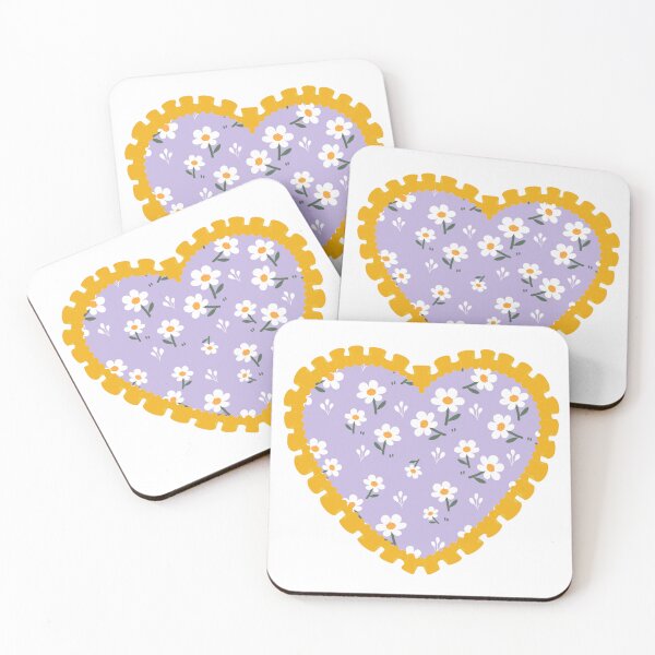 Item preview, Purple Flowery heart with mustard yellow frilly border  designed and sold by priyankajustine.