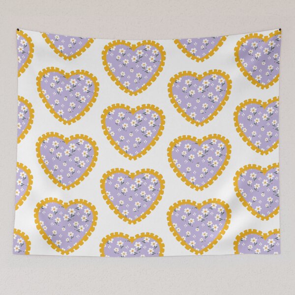Item preview, Purple Flowery heart with mustard yellow frilly border  designed and sold by priyankajustine.