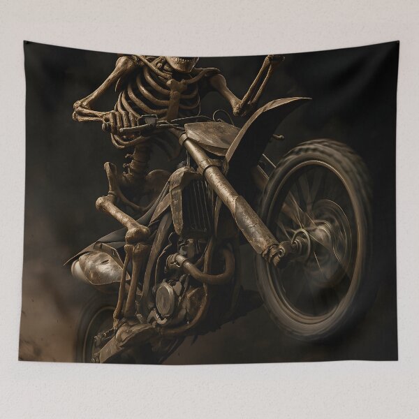 Item preview, Skeleton’s Daring Wheelie Dark Moto Rebel Art designed and sold by Buzzink.